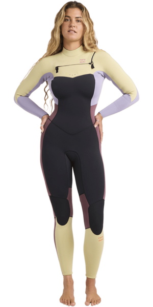 2026 Billabong Womens Synergy Natural 4/3mm Chest Zip Wetsuit 24BW193515 - Grey Violet